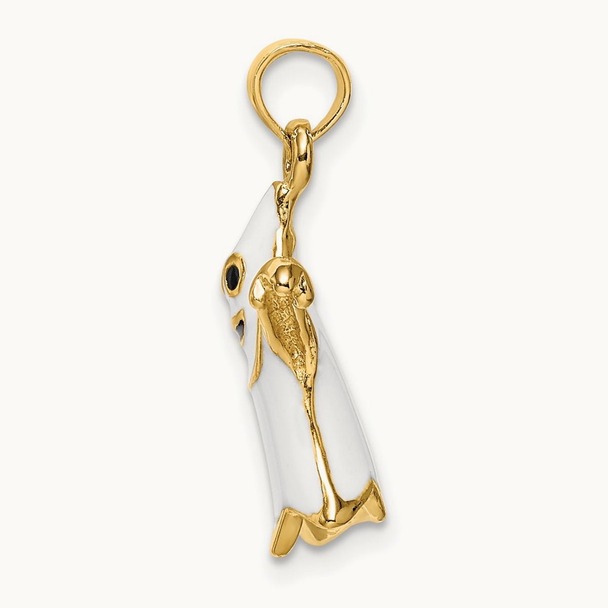 3-D Enameled Ghost Charm, 14K