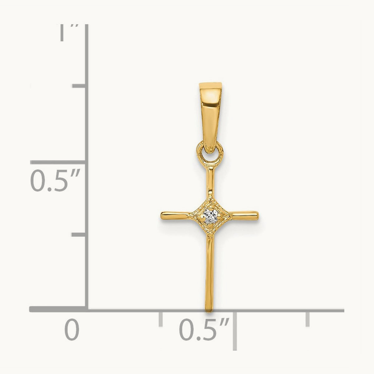 Small Diamond Cross Pendant — 14K Yellow Gold
