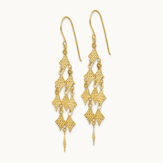 Diamond-cut Chandelier Earrings, 14K