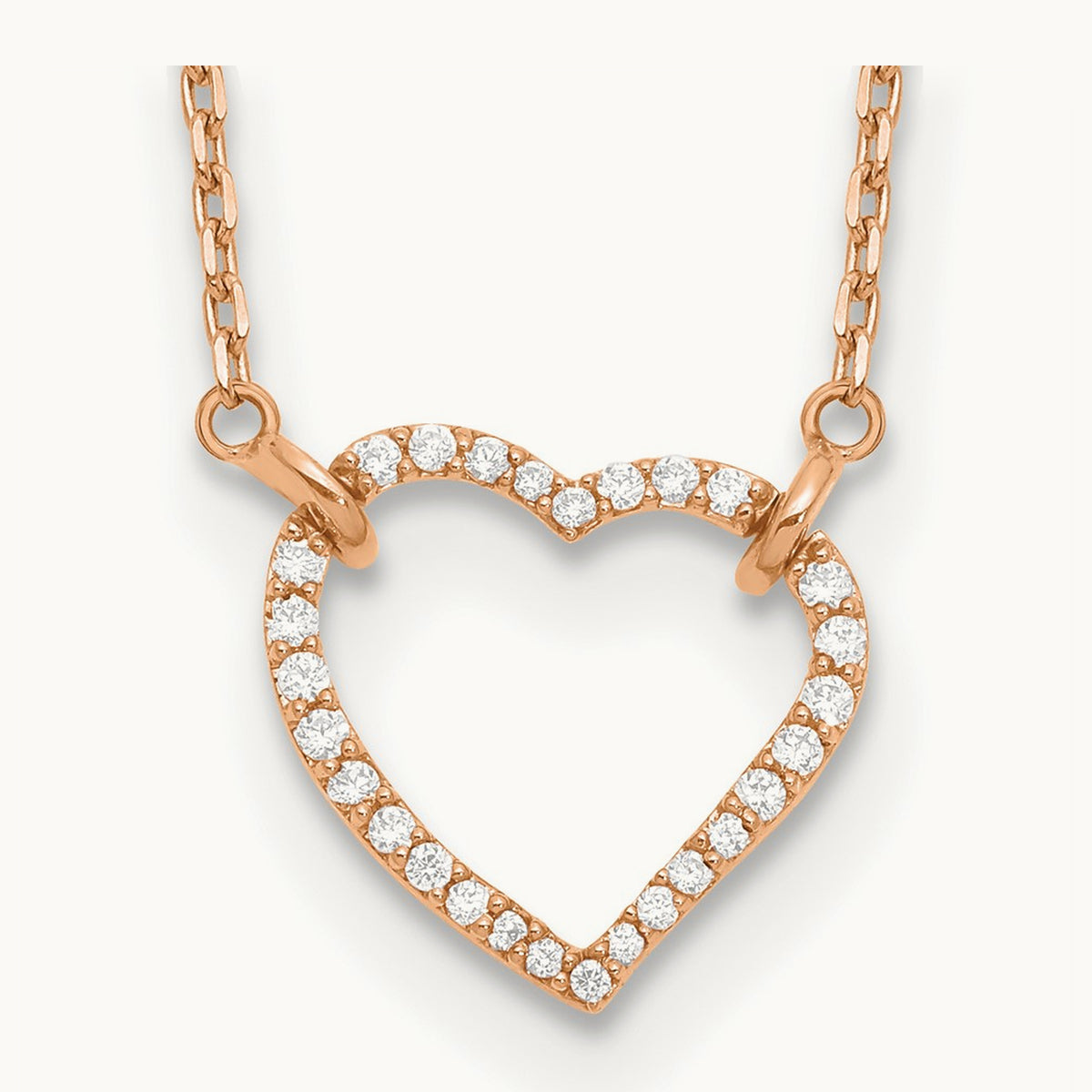 Diamond Heart Necklace, 14K Rose Gold