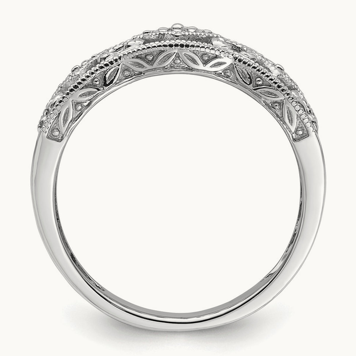 Diamond Vintage Ring, 14K White Gold