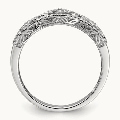Diamond Vintage Ring, 14K White Gold