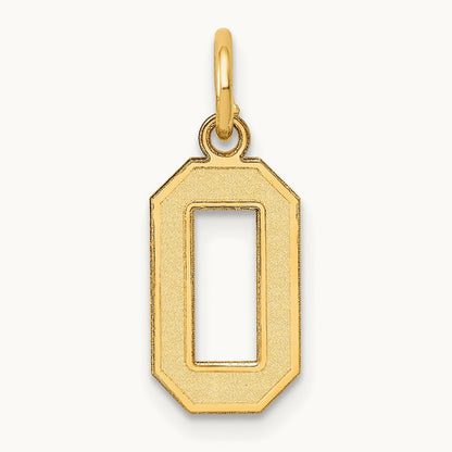 Small Satin Number 0 Charm, 14K