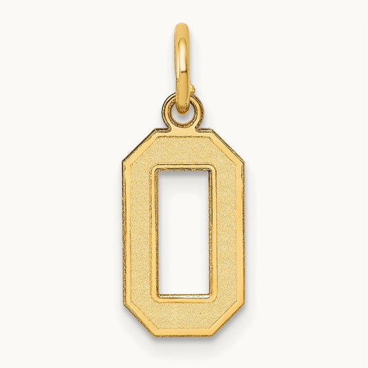 Small Satin Number 0 Charm, 14K