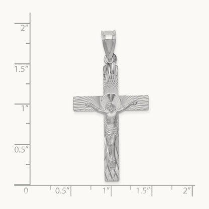 Crucifix Pendant, 14K White Gold