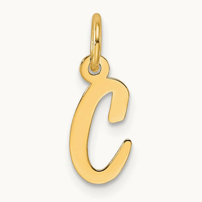 Small Script Letter C Initial Charm, 14K