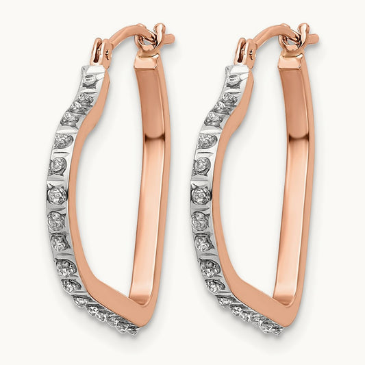 RG Diamond Fascination Diamond Dust/Accent Heart Hoops, 14K