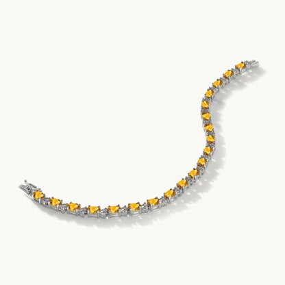 Oval Citrine and Diamond Bracelet, 14K White Gold