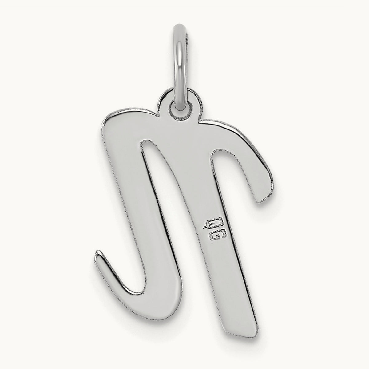 Medium Script Initial Charm — 14K White Gold, N