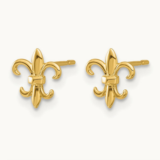 Madi K Polished Fleur de Lis Post Earrings, 14K