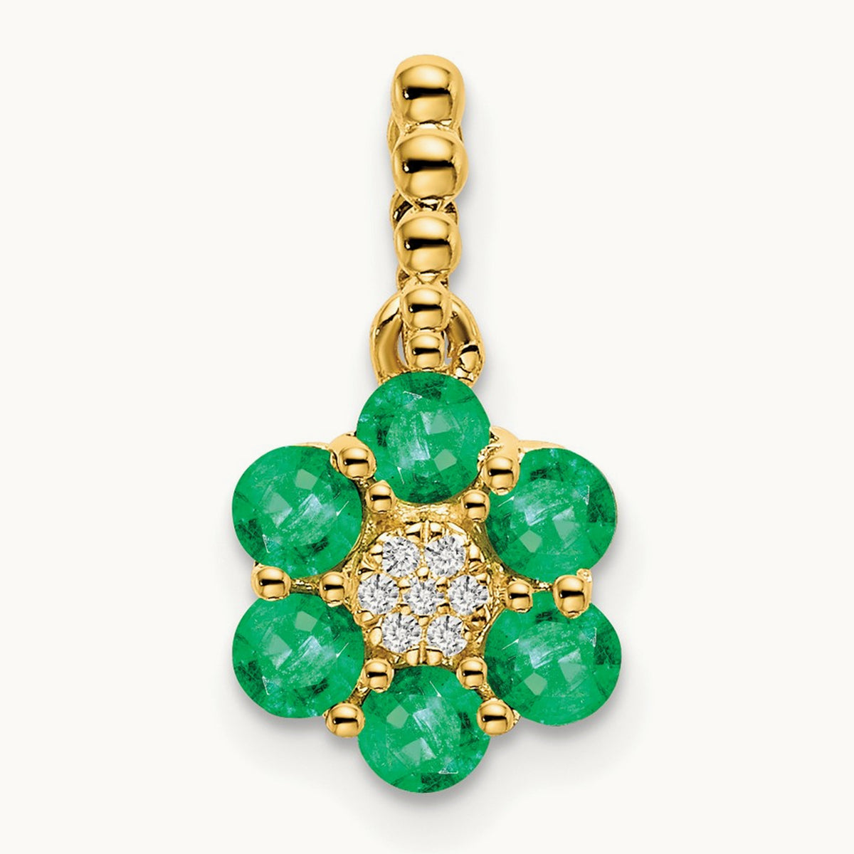Emerald and Diamond Floral Pendant — photo set