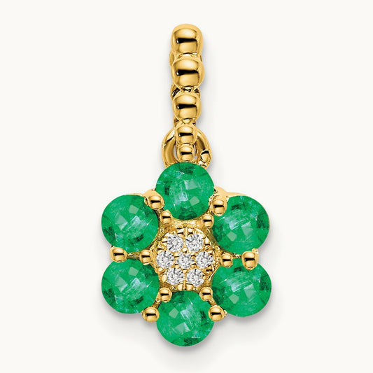 Emerald and Diamond Floral Pendant — photo set