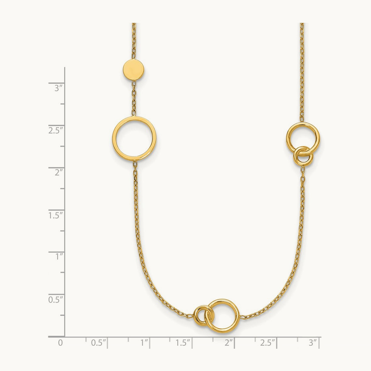 Polished Circle Pattern Necklace, 14K