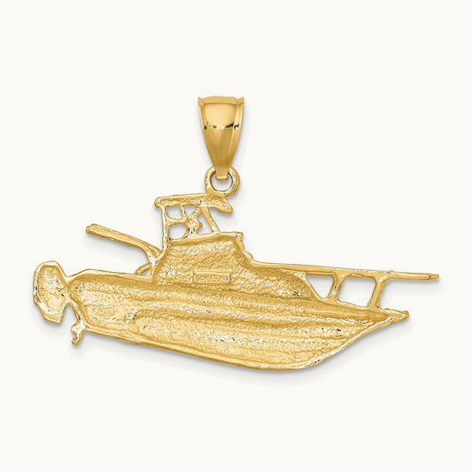 2-D Fishing Boat Charm, 14K