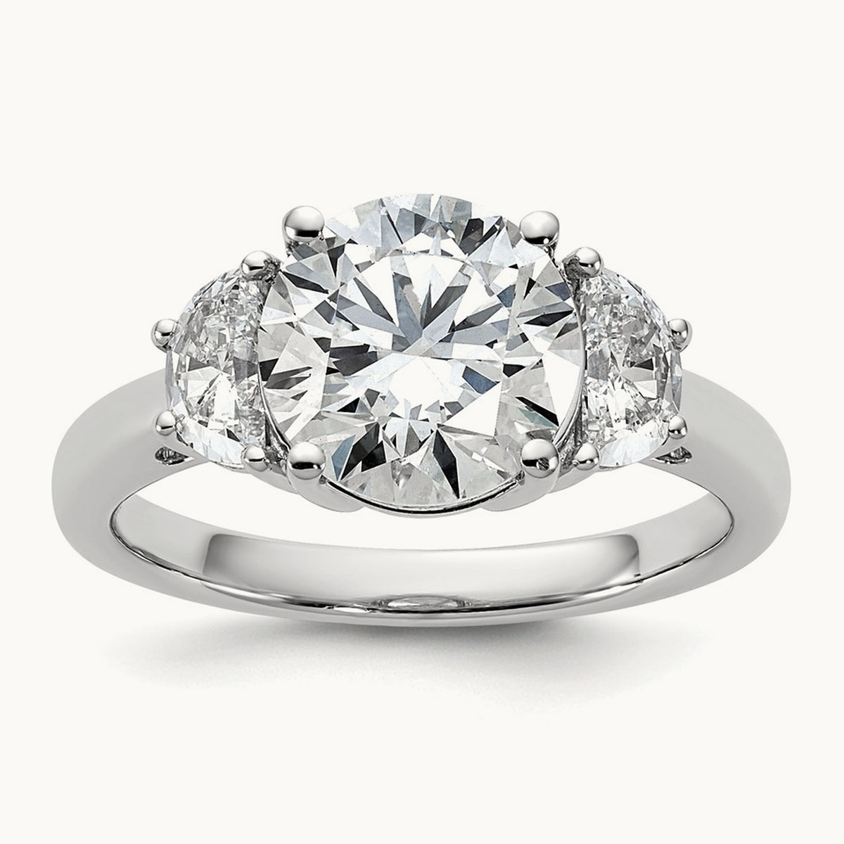Round 3 Stone Engagement Ring, 1.25-4.00 ct tw Lab-Grown Diamond — 3 1/8 ct, 14K White Gold