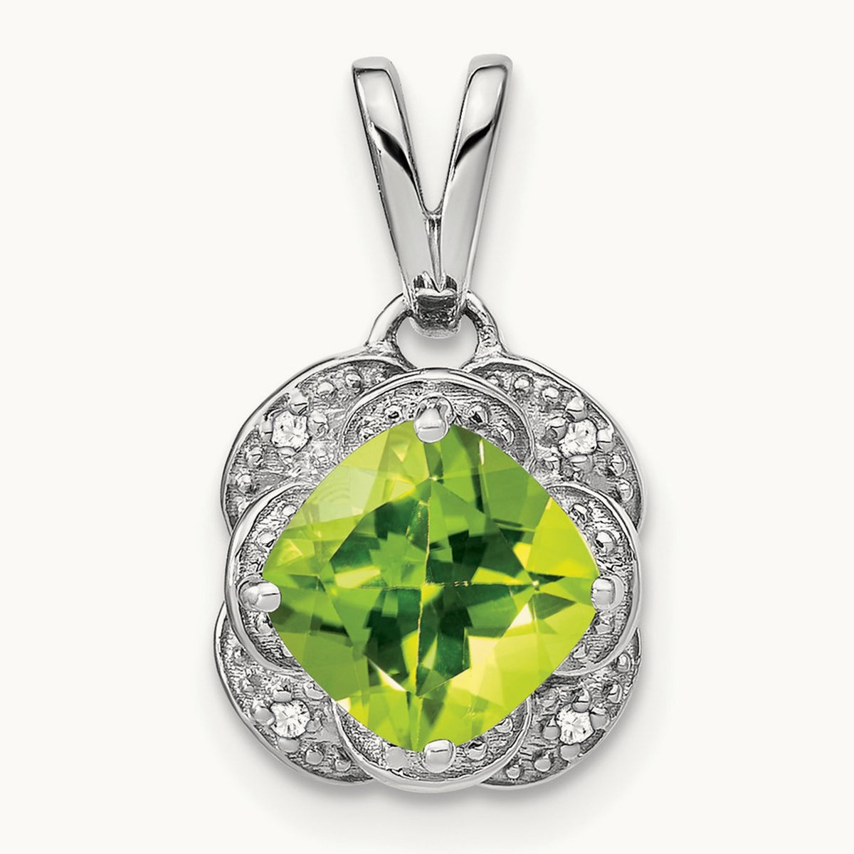 Cushion Peridot and Diamond Pendant — photo set