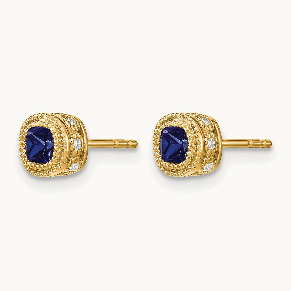 Cushion Sapphire and Diamond Earrings, 14K