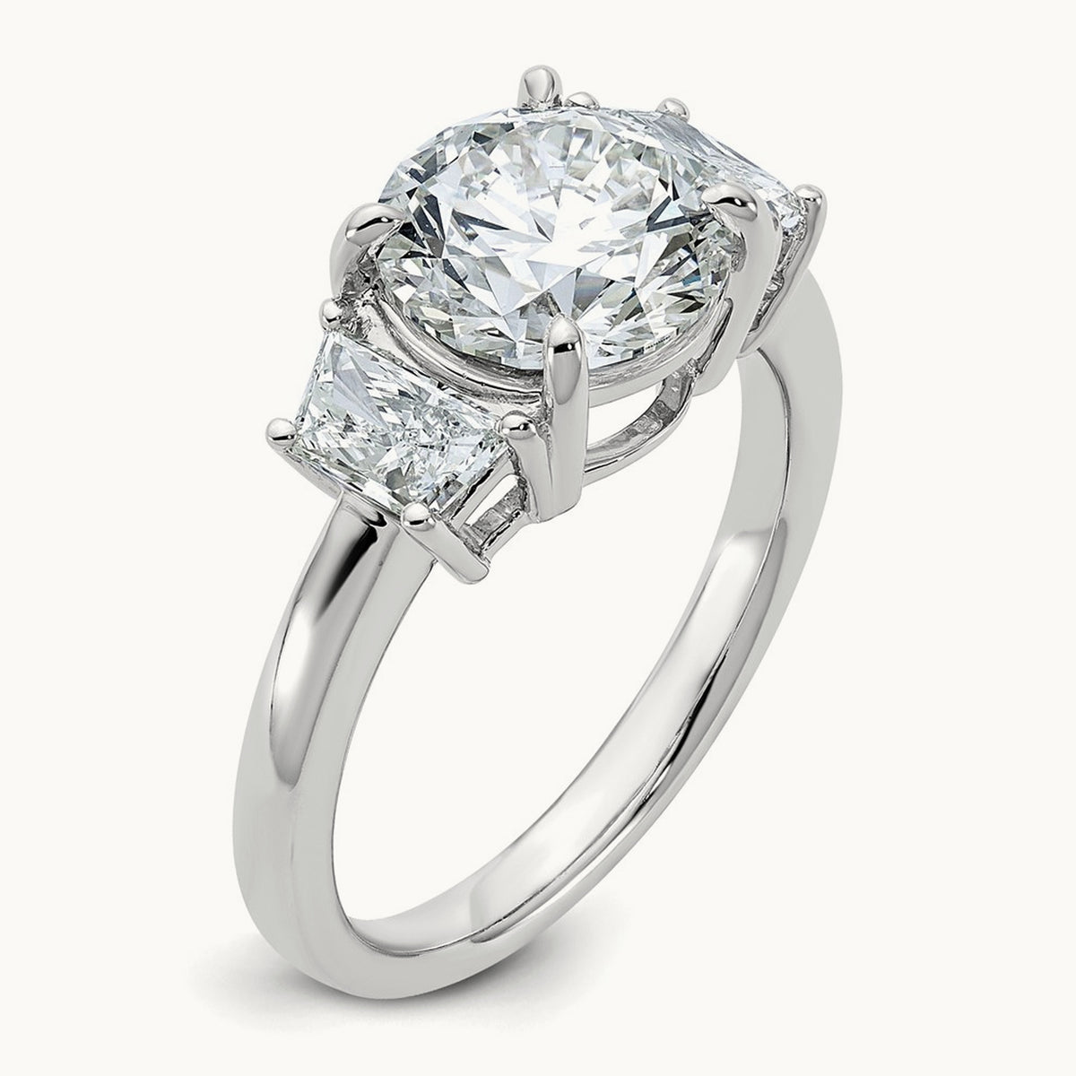 Trapezoid Sidestones Engagement Ring, 0.25-3.75 ct tw Lab-Grown Diamond — 3 1/2 ct, VS (Best) · Certified, 14K White Gold