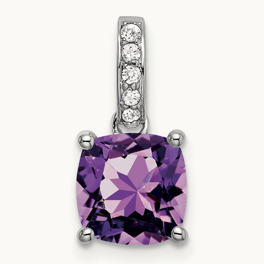 Cushion Amethyst and Diamond Pendant — photo set