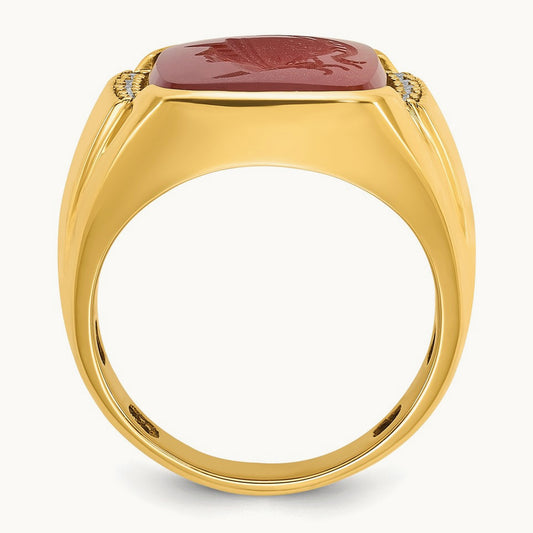 IBGoodman Men's Carnelian and Diamond Complete Ring, 14K