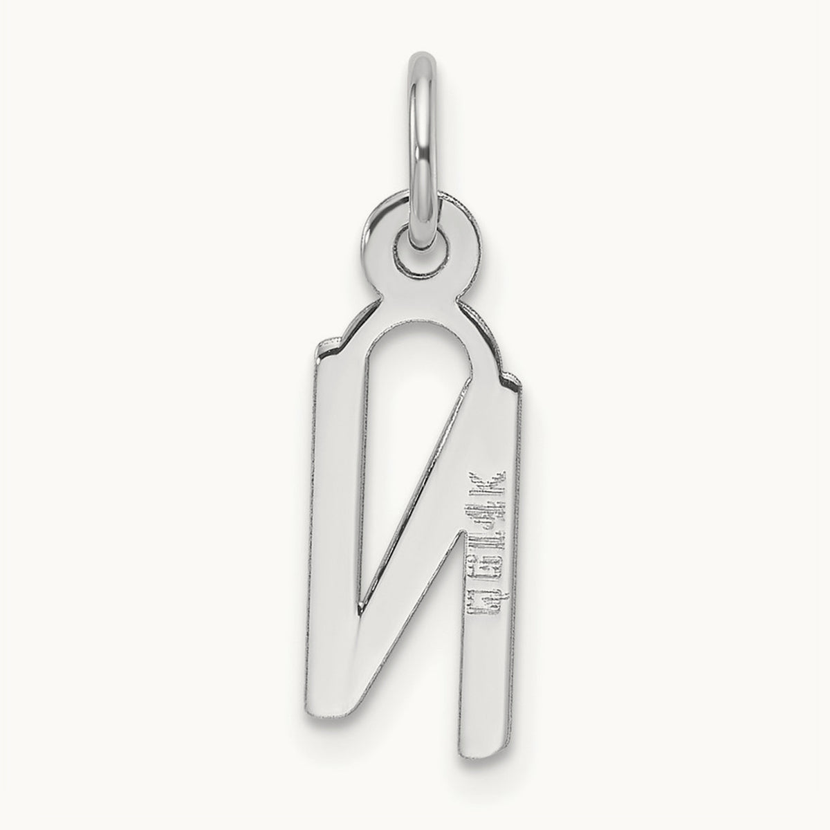 Slanted Block Initial Charm — 14K White Gold, N