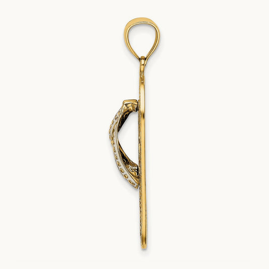 Enamel Dolphin Flip-Flop Charm, 14K