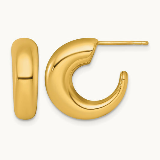 Polished Post Hoop Earrings, 14K
