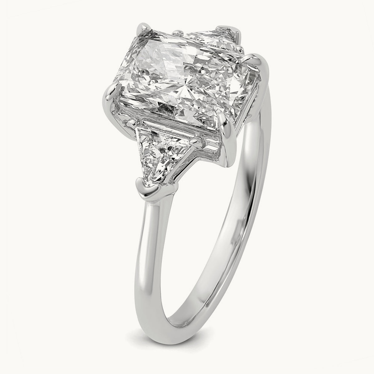 Radiant & Triangle Engagement Ring, 1.25-3.50 ct tw Lab-Grown Diamond — 2 1/2 ct, 14K White Gold