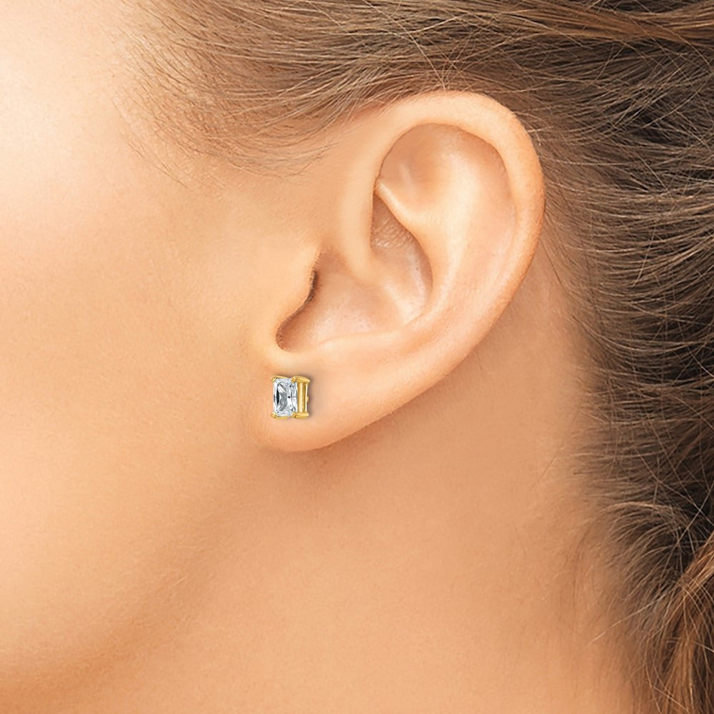 Radiant Four-Prong Stud Earrings, 0.50-6.00 ct tw Lab-Grown Diamond — 1 ct, 14K Yellow Gold