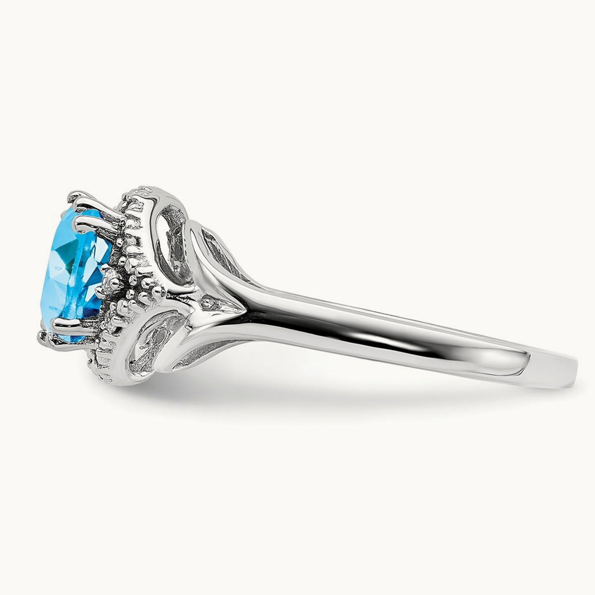 Blue Topaz and Diamond Ring, 14K White Gold