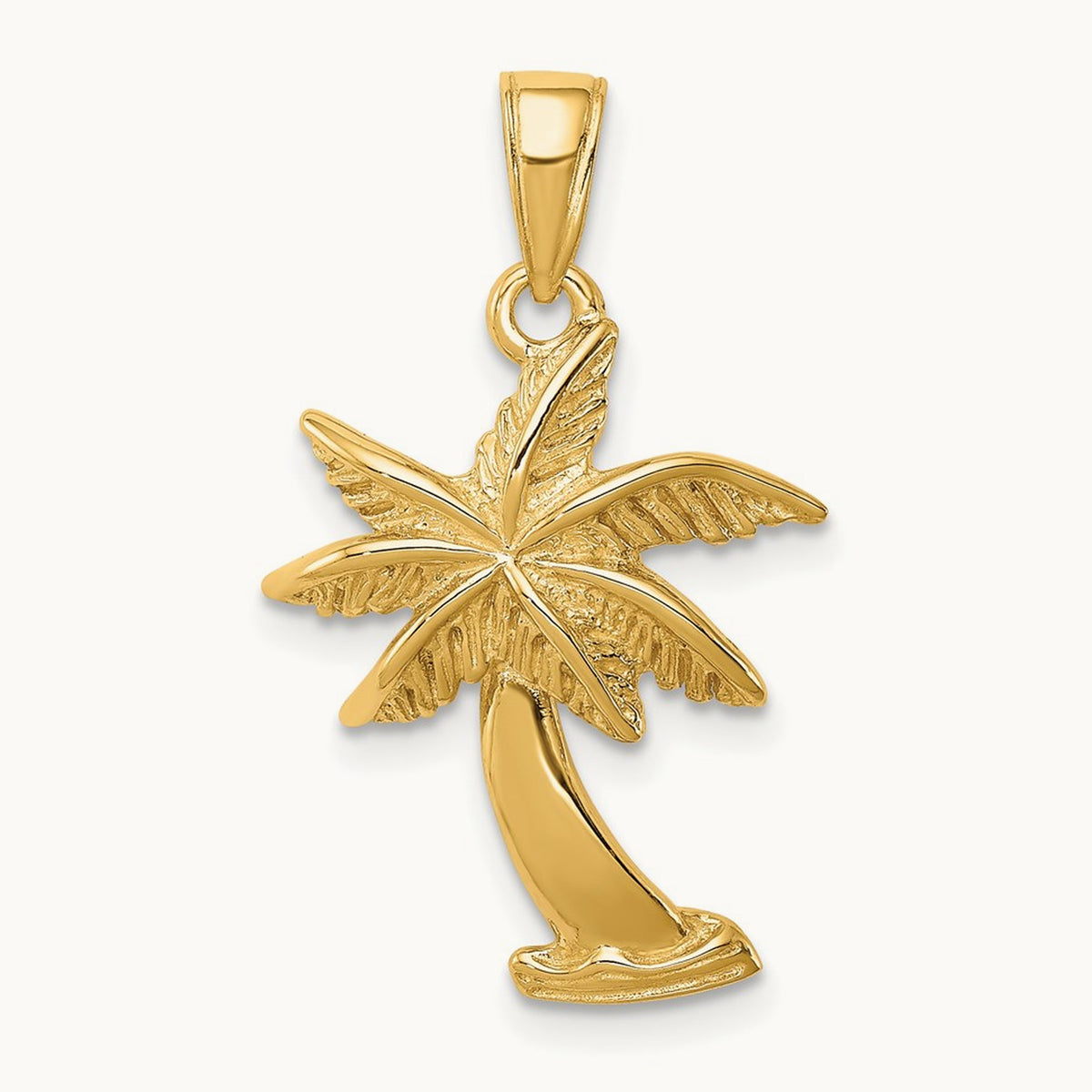 Palm Tree Pendant — 14K Yellow Gold, 26.5mm