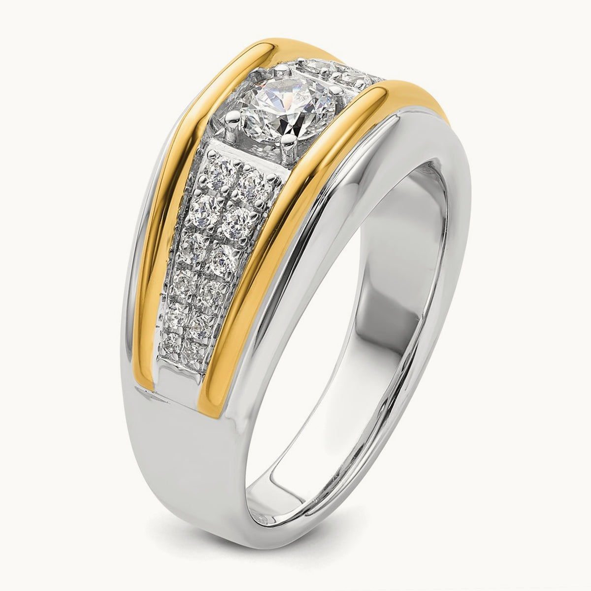3 Stone Men's Ring, 0.50 ct tw Lab-Grown Diamond