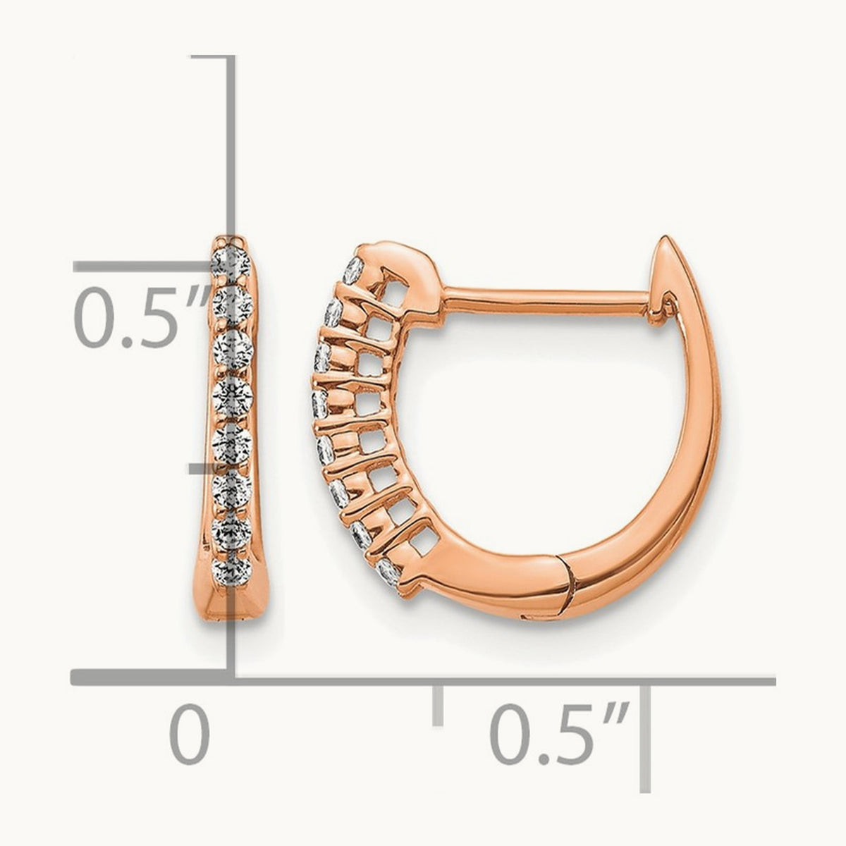 Polished Diamond Hinged Hoop Earrings, 14K Rose Gold