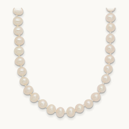 4- White Near Round Freshwater Cultured Pearl Necklace, 14K