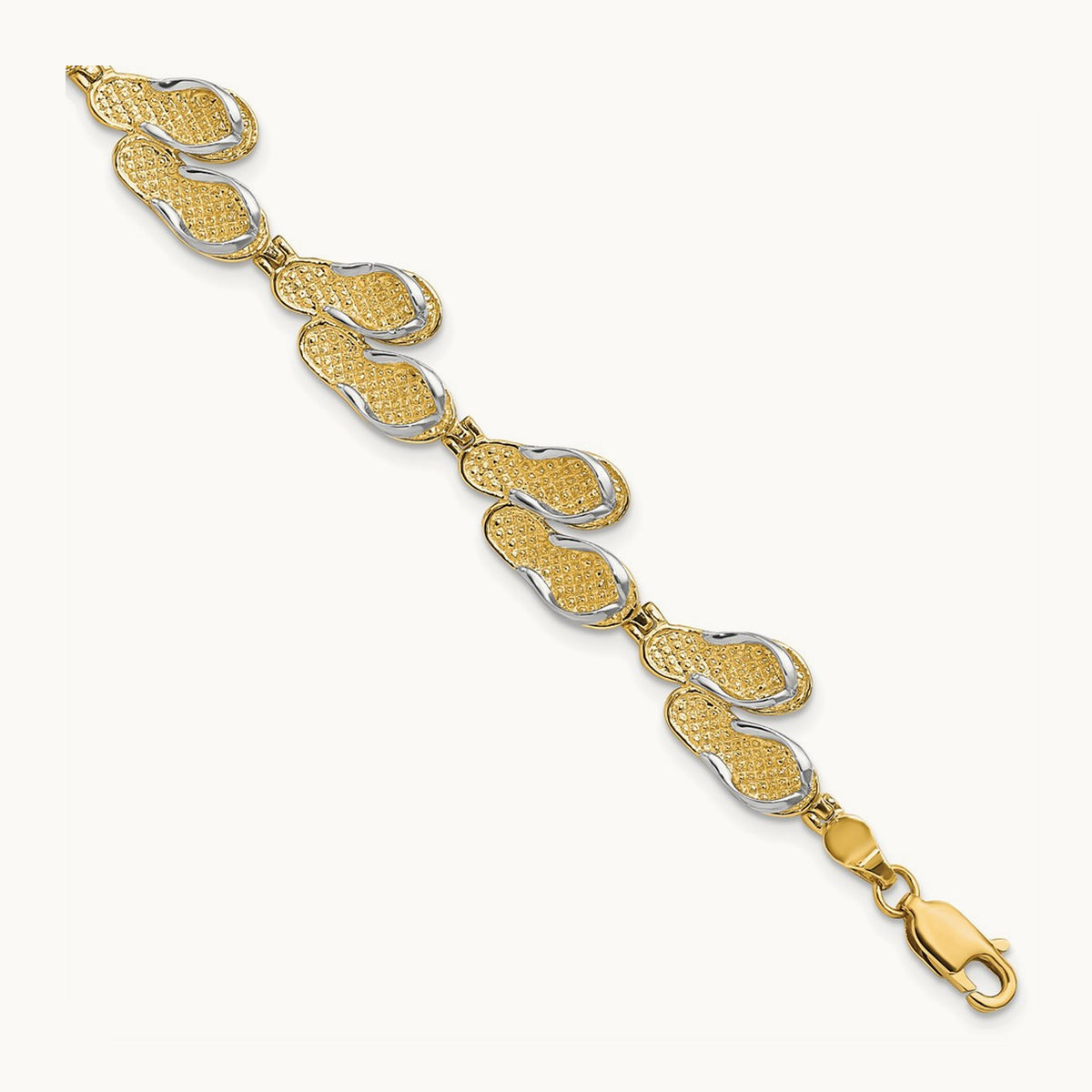 Flip Flops Bracelet, 14K with Rhodium