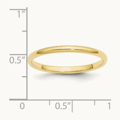 Half Round Band, 2mm, 10K Yellow Gold