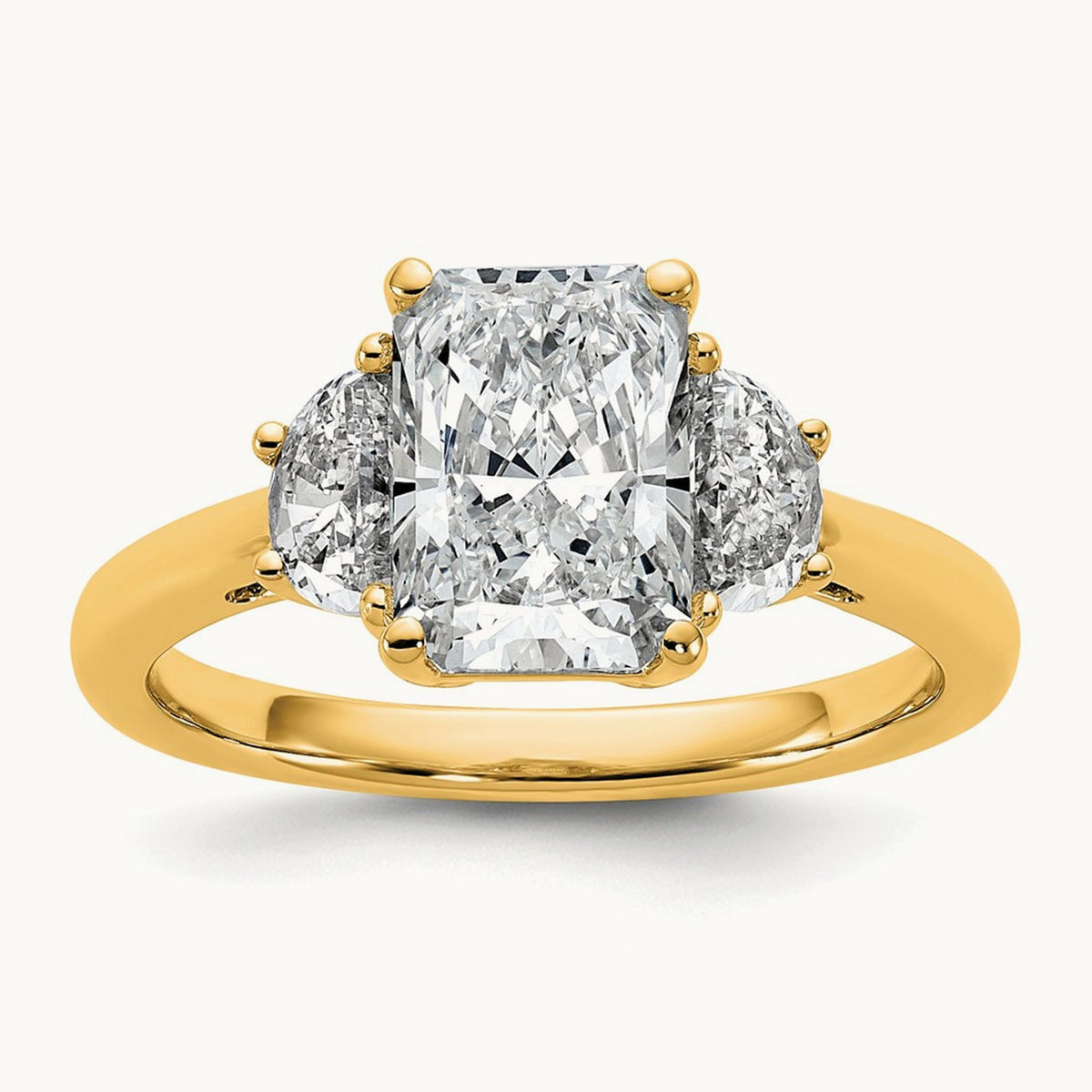 Radiant & 1/2 Moon Engagement Ring, 1.25-4.00 ct tw Lab-Grown Diamond — 2 1/2 ct, 14K Yellow Gold