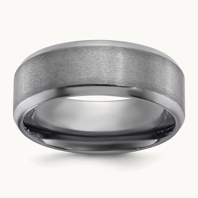 Tantalum Brushed and Polished Beveled Edge Band, 8mm