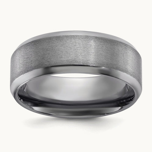 Tantalum Brushed and Polished Beveled Edge Band, 8mm