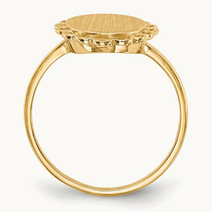 9.0x12. Open Back Signet Ring, 0mm, 14K