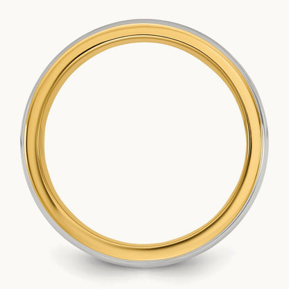 Y/W Single Banded Wedding Band, 8mm, 14K Two-tone