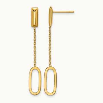Polished Elongated Oval and Bar Post Dangle Earrings, 14K — Leslie's