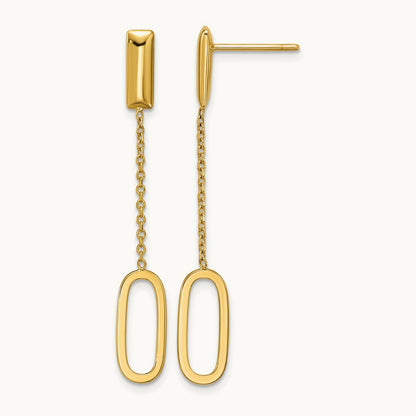 Polished Elongated Oval and Bar Post Dangle Earrings, 14K — Leslie's