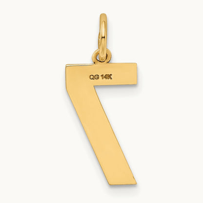 Medium Satin Number 7 Charm — 14K Yellow Gold