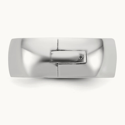 CLIQ Hinged Half Round Wedding Band, 8mm, 14K White Gold