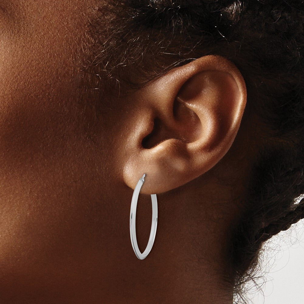 Polished Hoop Earrings — 14K White Gold