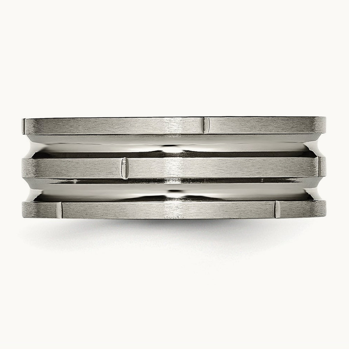Polished/Satin Grooved & Notched Band, 8mm, Titanium