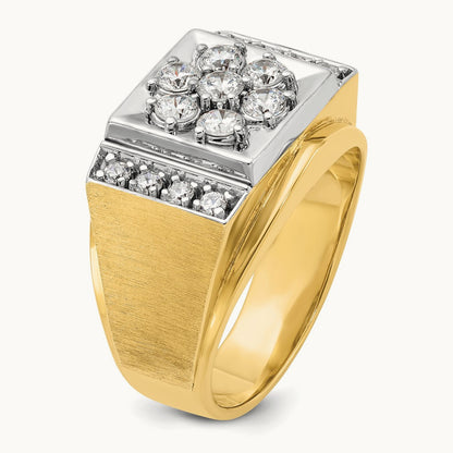 IBGoodman Men's Polished and Satin Diamond Cluster Ring, 14K Two-tone