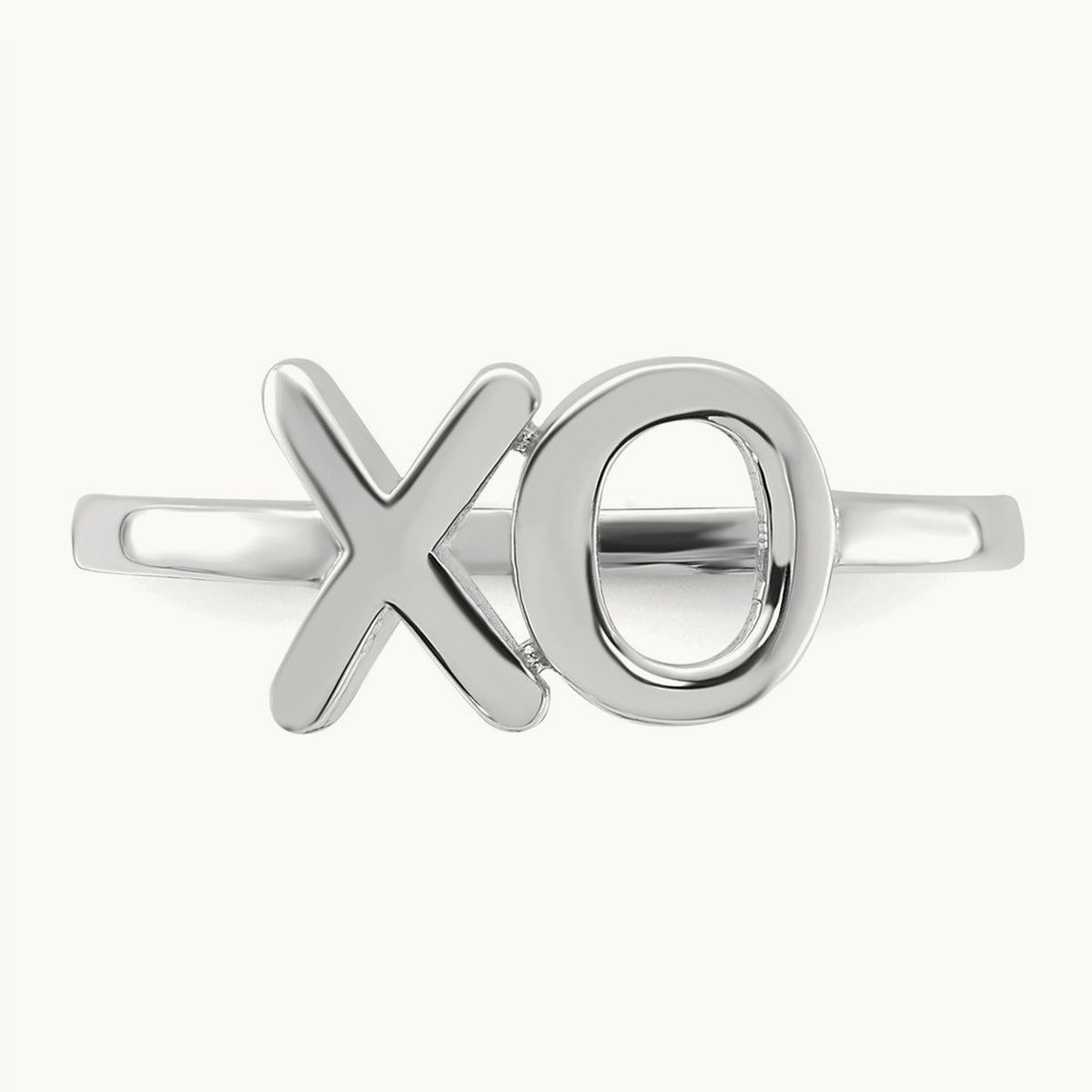 Polished X-O Ring — 14K White Gold