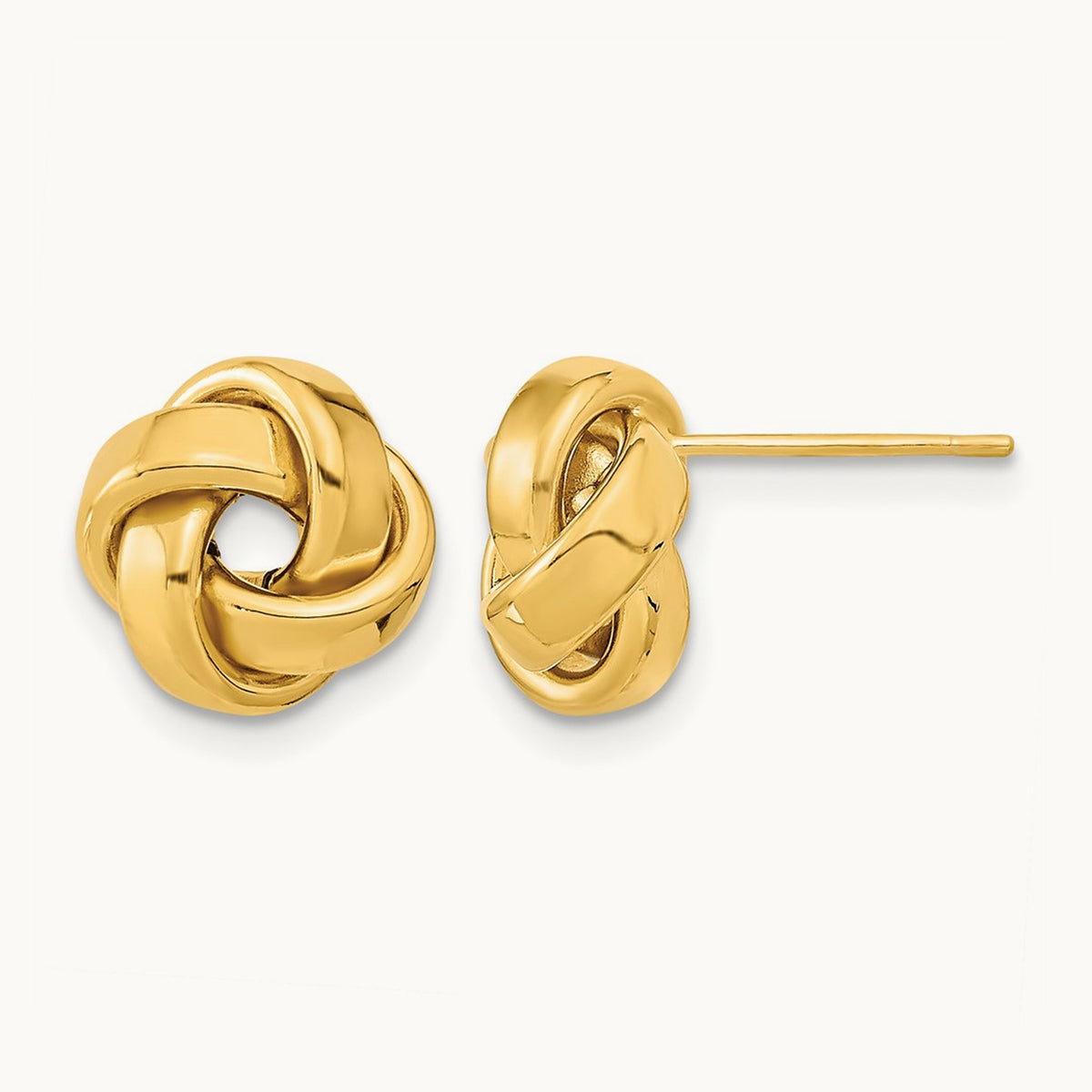 Polished Love Knot Post Earrings — 14K Yellow Gold, 9.6mm